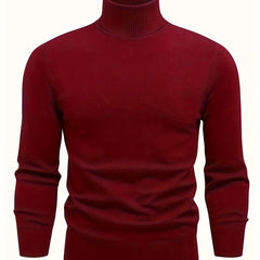 Men's High Neck Knit Sweater Relaxed Fit Long Sleeve Casual Everyday Wear