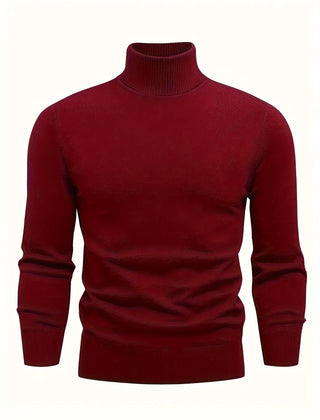 Men's High Neck Knit Sweater Relaxed Fit Long Sleeve Casual Everyday Wear