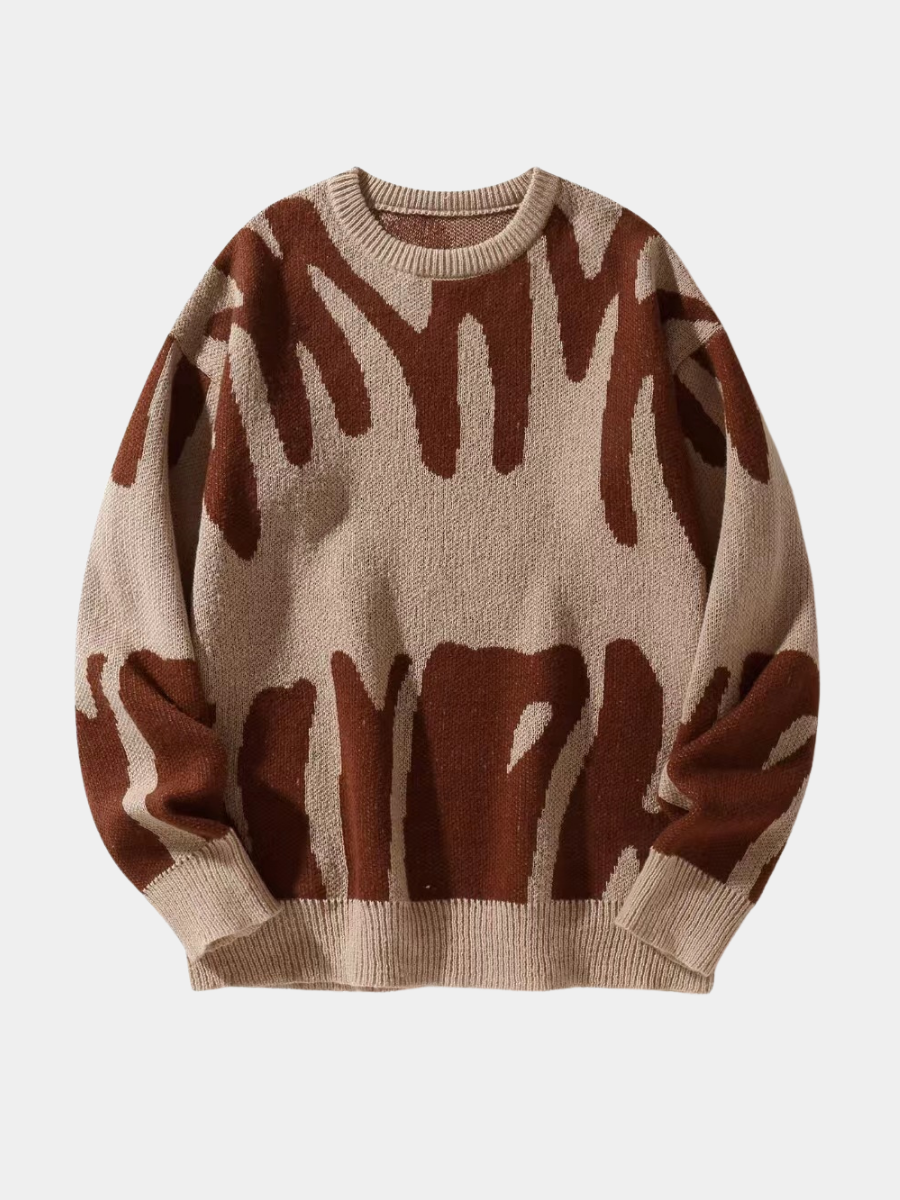 Men's Letter Knit Sweater Classic Fit Long Sleeve Crew Neck Casual Everyday