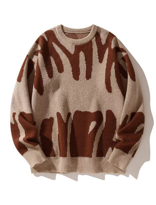 Men's Letter Knit Sweater Classic Fit Long Sleeve Crew Neck Casual Everyday