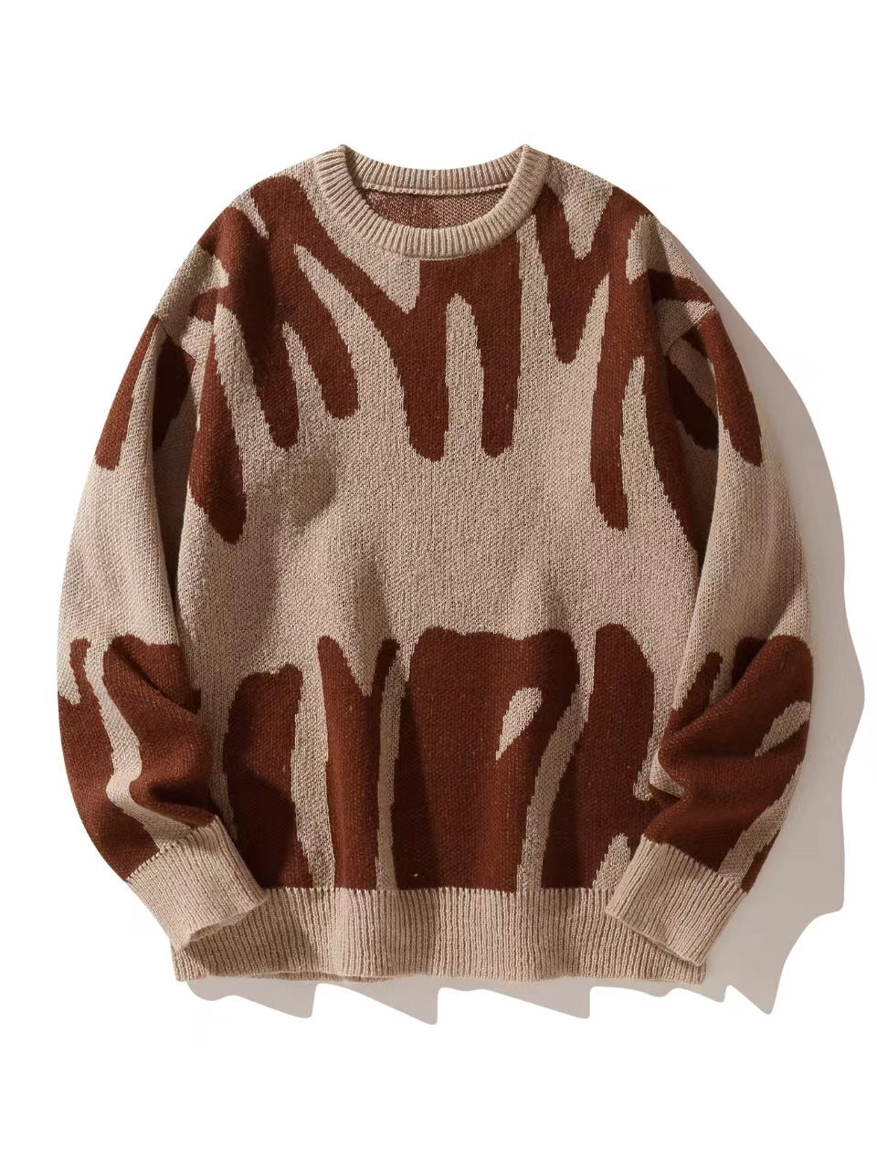 Men's Letter Knit Sweater Classic Fit Long Sleeve Crew Neck Casual Everyday