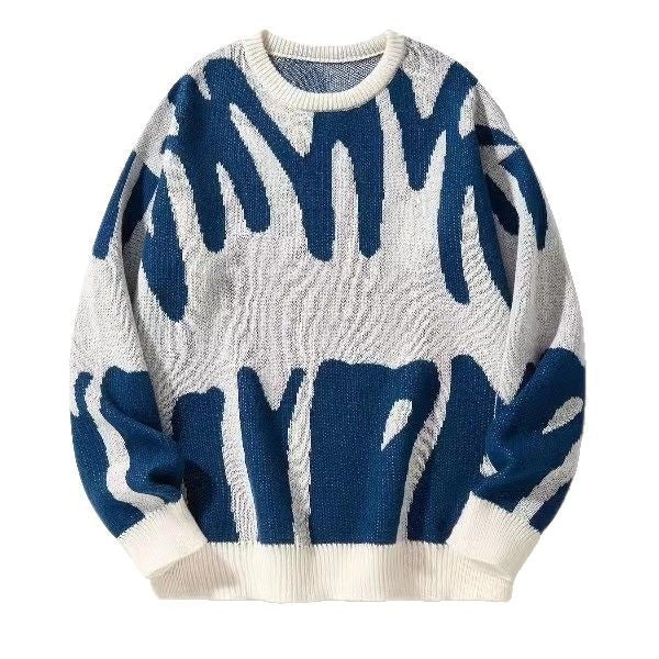 Men's Letter Knit Sweater Classic Fit Long Sleeve Crew Neck Casual Everyday