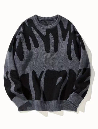 Men's Letter Knit Sweater Classic Fit Long Sleeve Crew Neck Casual Everyday