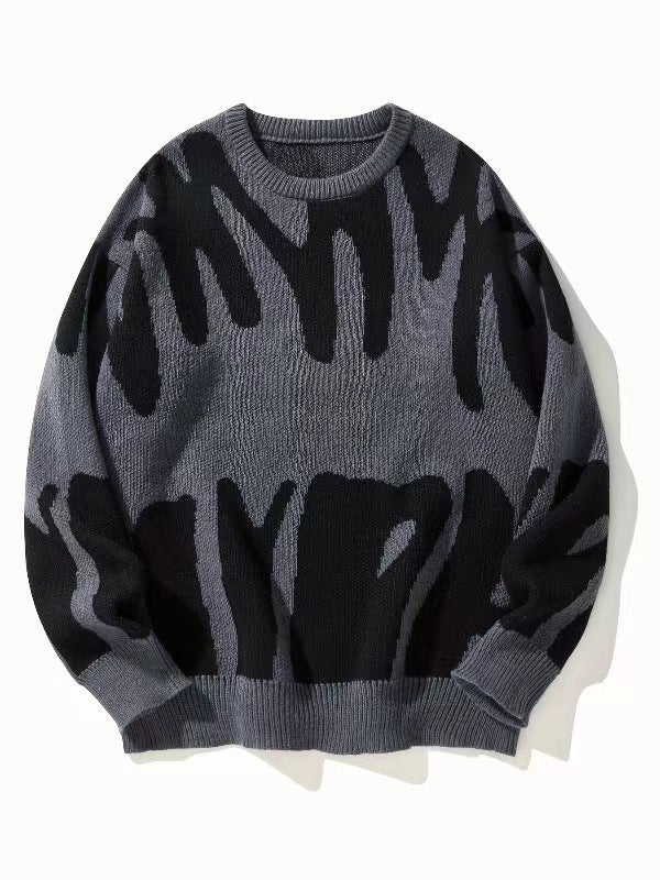 Men's Letter Knit Sweater Classic Fit Long Sleeve Crew Neck Casual Everyday