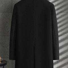 Men's Mid-Length Lapel Coat Tailored Fit Classic Style Button Closure Casual