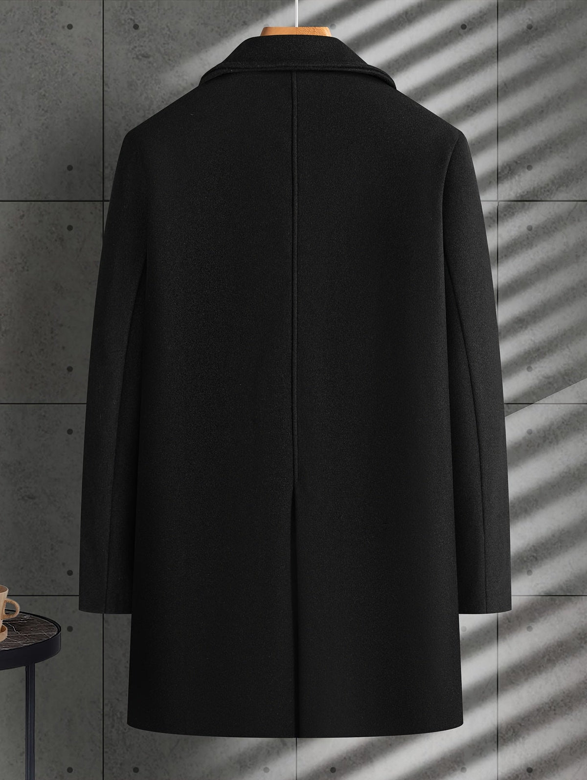 Men's Mid-Length Lapel Coat Tailored Fit Classic Style Button Closure Casual