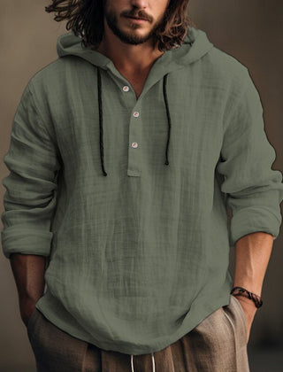 Men's Relaxed Henley Shirt Long-Sleeve Buttoned Neckline Casual Everyday