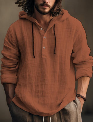 Men's Relaxed Henley Shirt Long-Sleeve Buttoned Neckline Casual Everyday