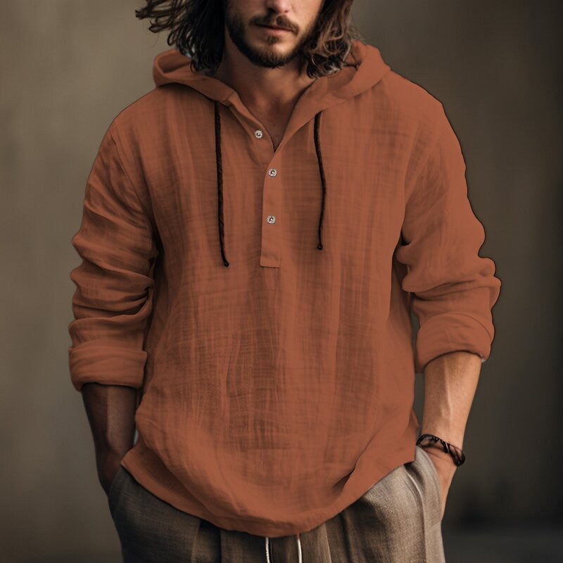 Men's Relaxed Henley Shirt Long-Sleeve Buttoned Neckline Casual Everyday