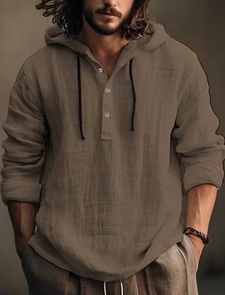 Men's Relaxed Henley Shirt Long-Sleeve Buttoned Neckline Casual Everyday