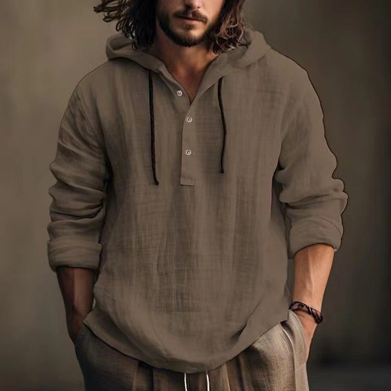 Men's Relaxed Henley Shirt Long-Sleeve Buttoned Neckline Casual Everyday