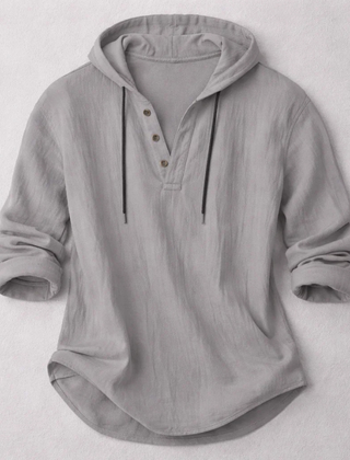 Men's Relaxed Henley Shirt Long-Sleeve Buttoned Neckline Casual Everyday