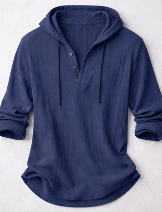 Men's Relaxed Henley Shirt Long-Sleeve Buttoned Neckline Casual Everyday