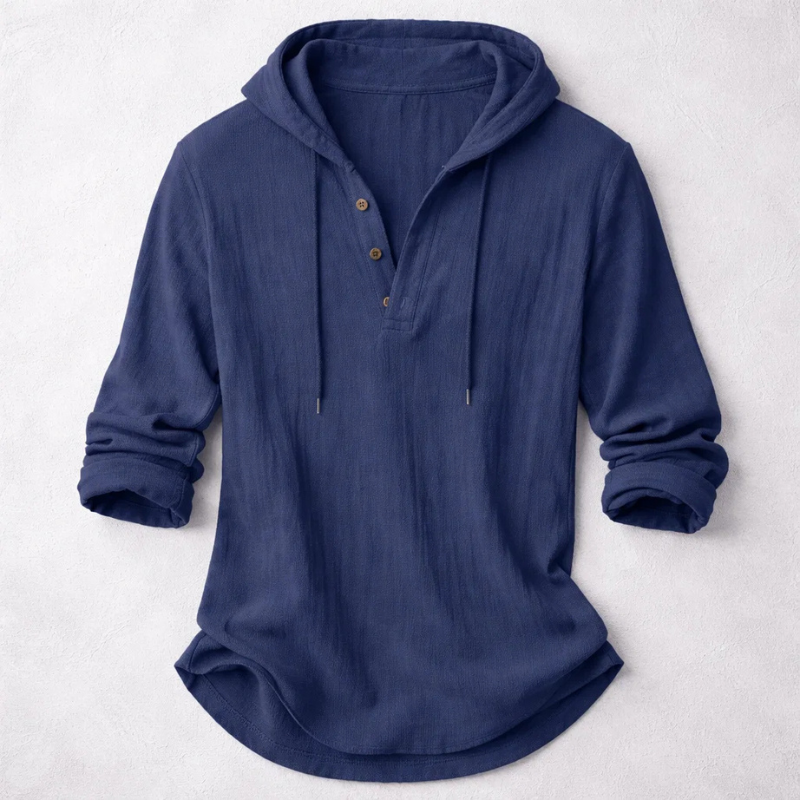 Men's Relaxed Henley Shirt Long-Sleeve Buttoned Neckline Casual Everyday