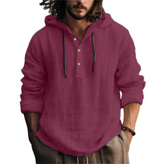 Men's Relaxed Henley Shirt Long-Sleeve Buttoned Neckline Casual Everyday