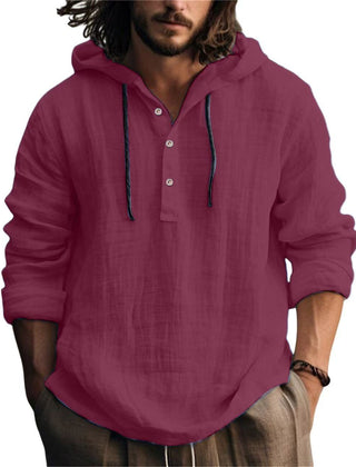 Men's Relaxed Henley Shirt Long-Sleeve Buttoned Neckline Casual Everyday