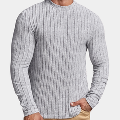 Men's Striped Rib-Knit Sweater Relaxed Fit Long Sleeve Crew Neck Casual Wear