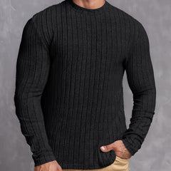 Men's Striped Rib-Knit Sweater Relaxed Fit Long Sleeve Crew Neck Casual Wear