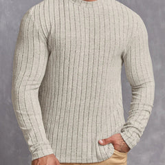 Men's Striped Rib-Knit Sweater Relaxed Fit Long Sleeve Crew Neck Casual Wear