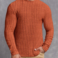 Men's Striped Rib-Knit Sweater Relaxed Fit Long Sleeve Crew Neck Casual Wear