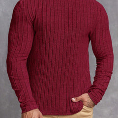 Men's Striped Rib-Knit Sweater Relaxed Fit Long Sleeve Crew Neck Casual Wear