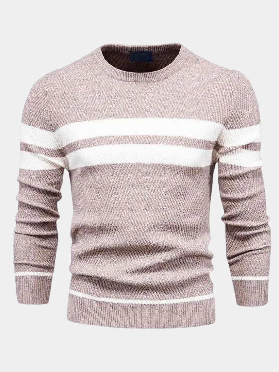 Men's Striped Sweater Casual Fit Long Sleeve Crew Neck Stylish Everyday