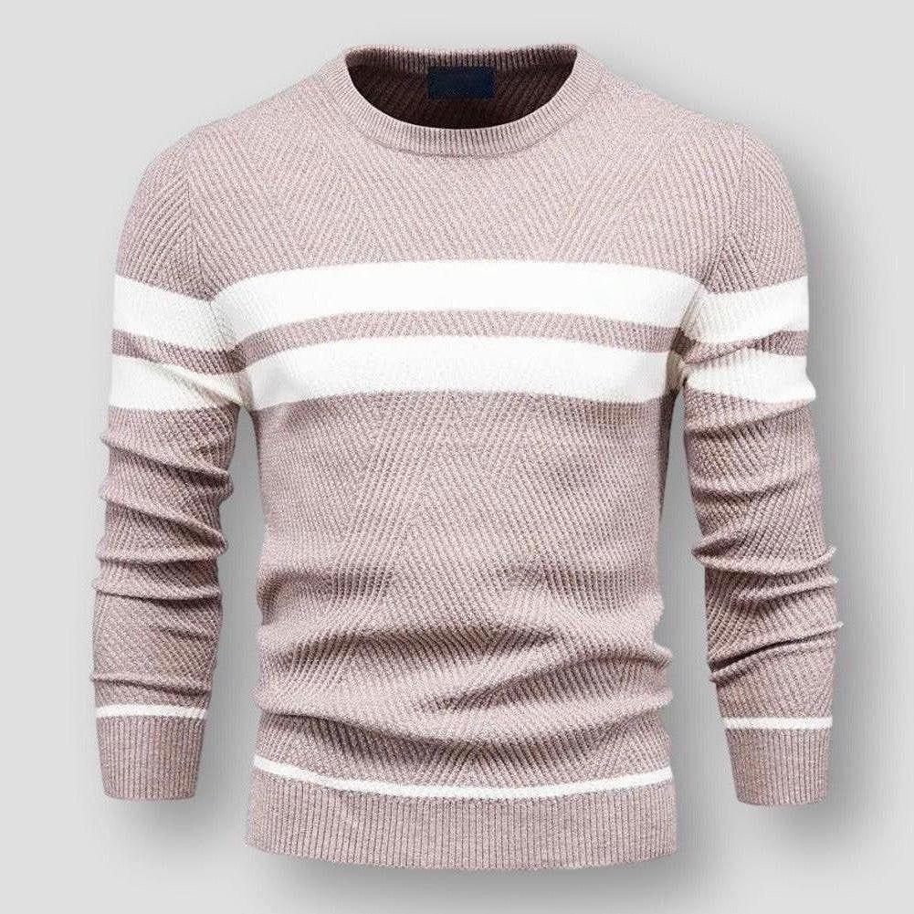 Men's Striped Sweater Casual Fit Long Sleeve Crew Neck Stylish Everyday
