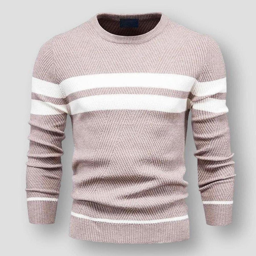 Men's Striped Sweater Casual Fit Long Sleeve Crew Neck Stylish Everyday