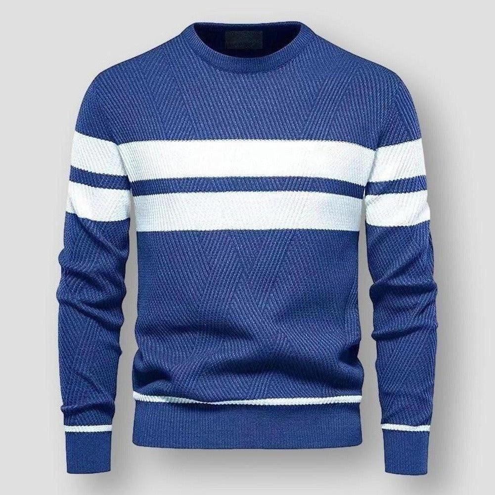 Men's Striped Sweater Casual Fit Long Sleeve Crew Neck Stylish Everyday