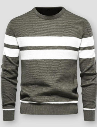 Men's Striped Sweater Casual Fit Long Sleeve Crew Neck Stylish Everyday