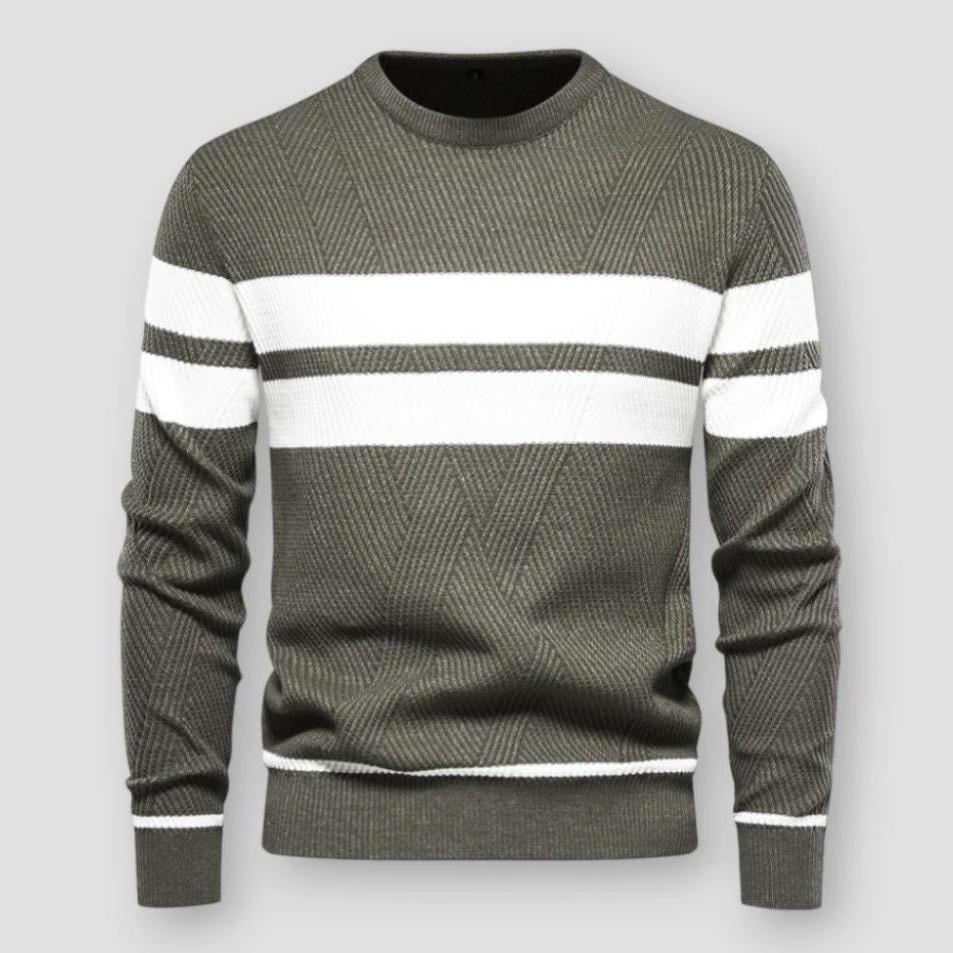 Men's Striped Sweater Casual Fit Long Sleeve Crew Neck Stylish Everyday