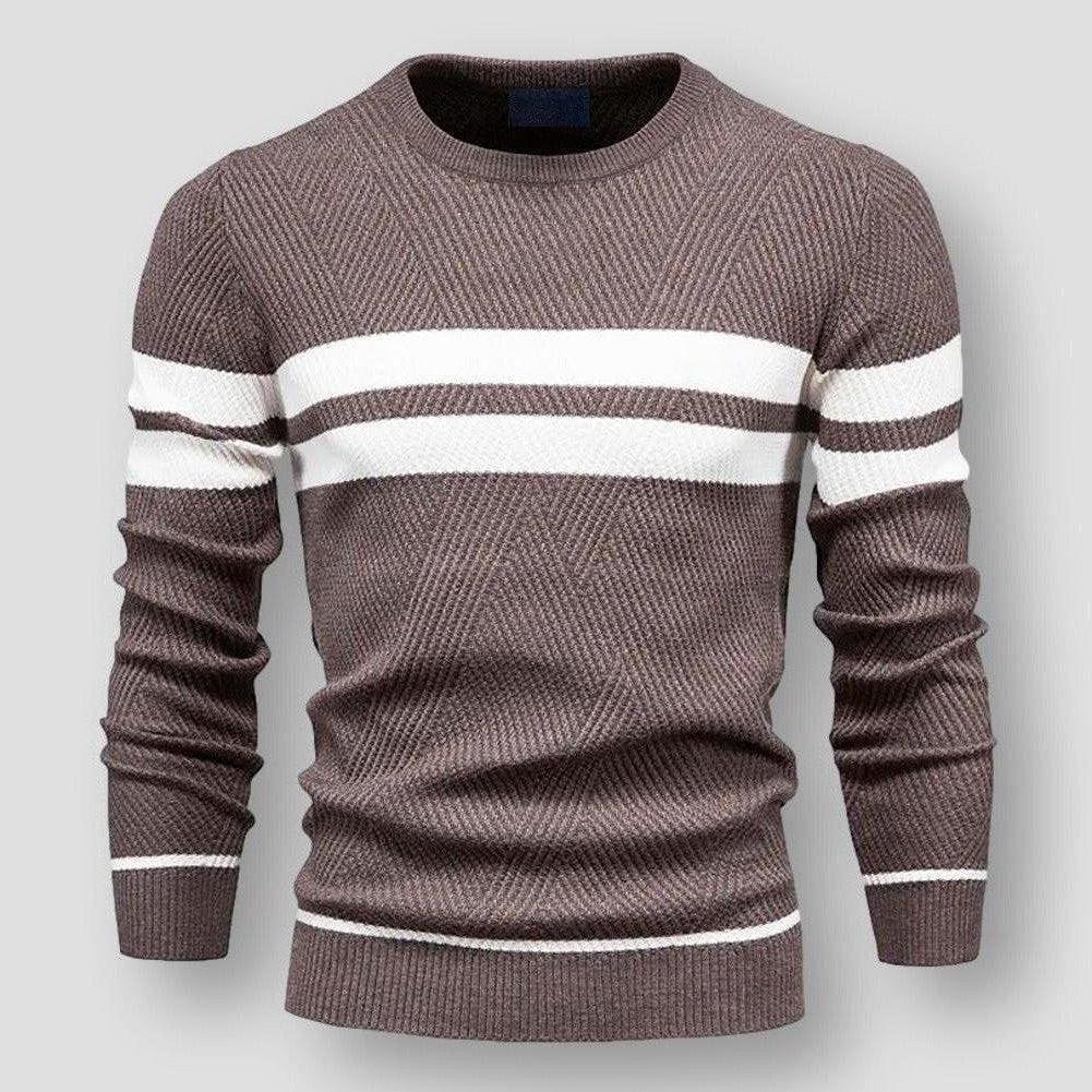 Men's Striped Sweater Casual Fit Long Sleeve Crew Neck Stylish Everyday