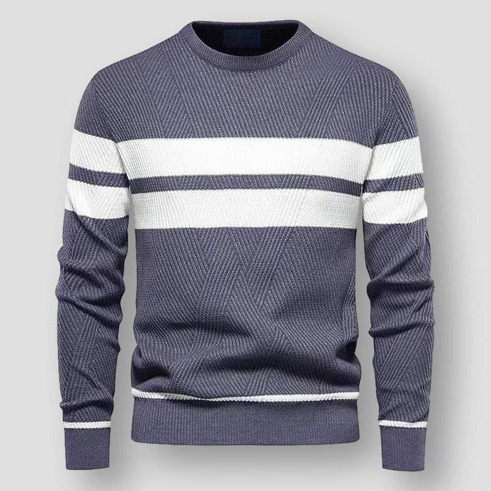 Men's Striped Sweater Casual Fit Long Sleeve Crew Neck Stylish Everyday