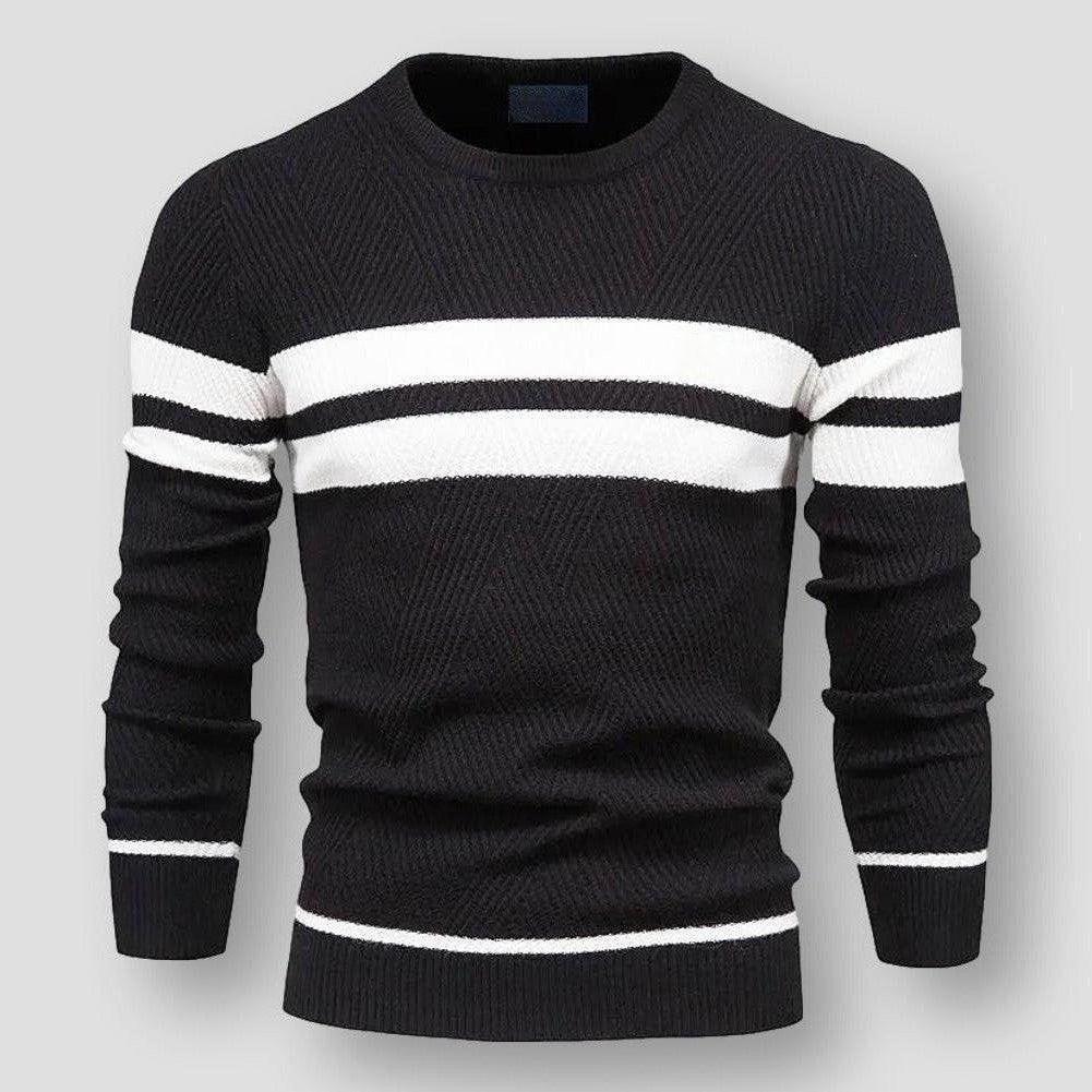 Men's Striped Sweater Casual Fit Long Sleeve Crew Neck Stylish Everyday