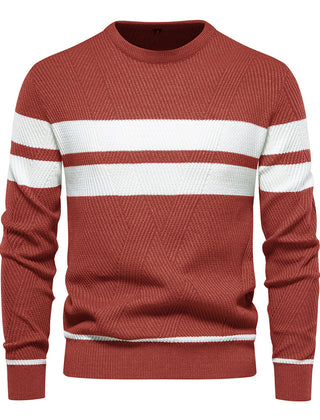 Men's Striped Sweater Casual Fit Long Sleeve Crew Neck Stylish Everyday