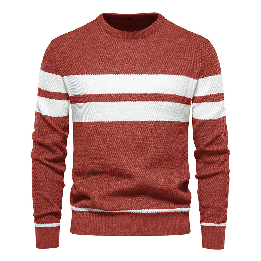 Men's Striped Sweater Casual Fit Long Sleeve Crew Neck Stylish Everyday