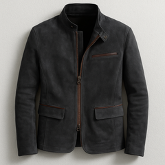 Men's Suede Field Jacket Classic Fit Long Sleeve Button Closure Casual Outdoor