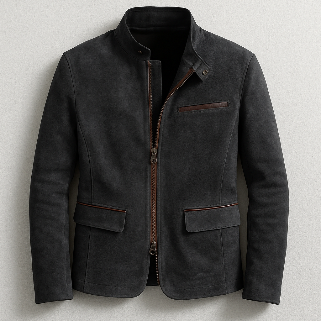 Men's Suede Field Jacket Classic Fit Long Sleeve Button Closure Casual Outdoor