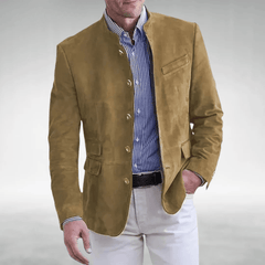 Men's Suede Jacket Tailored Fit Button Closure Classic Style Casual Wear