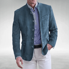 Men's Suede Jacket Tailored Fit Button Closure Classic Style Casual Wear