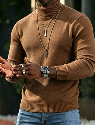 Men's Turtleneck Sweater Slim Fit Long Sleeve Classic Style Casual Wear