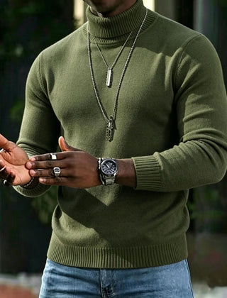 Men's Turtleneck Sweater Slim Fit Long Sleeve Classic Style Casual Wear