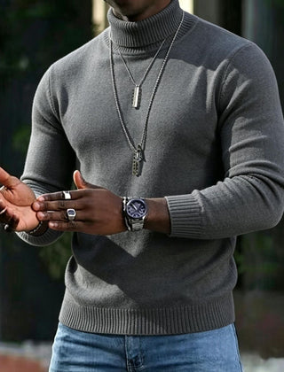 Men's Turtleneck Sweater Slim Fit Long Sleeve Classic Style Casual Wear