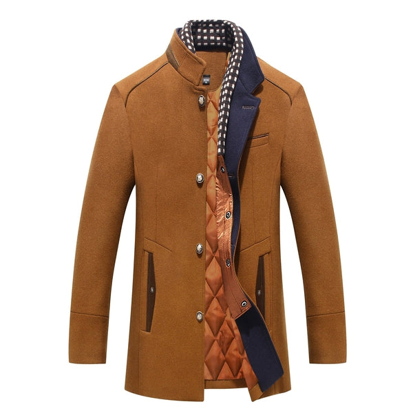 Men's Removable Collar Coat Tailored Fit Long Sleeve Button-Up Stylish Casual