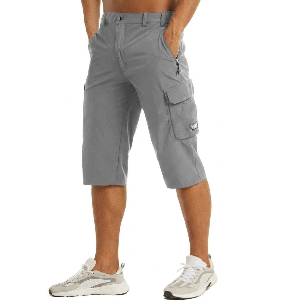 Men's Cargo Shorts Knee-Length Multi-Pocket Utility Drawstring Relaxed Fit Casual Streetwear Workwear Cash