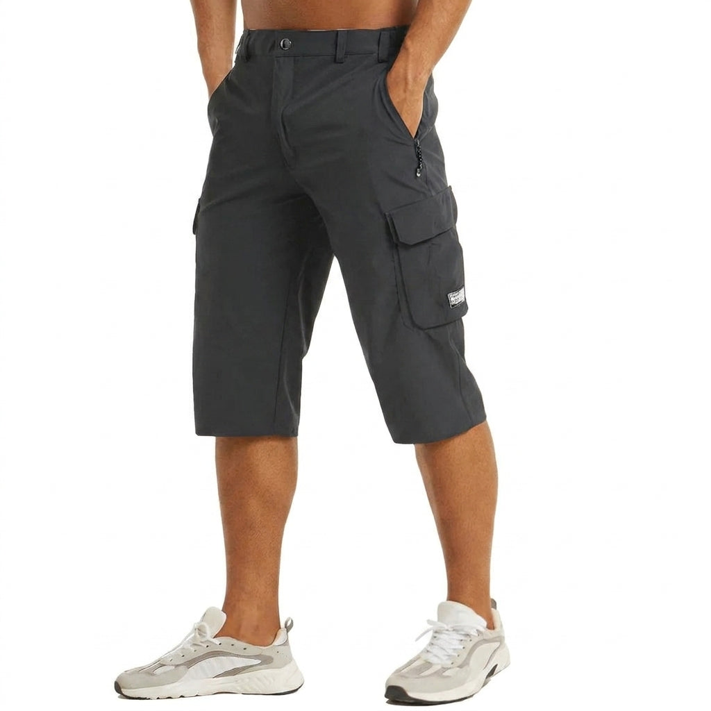 Men's Cargo Shorts Knee-Length Multi-Pocket Utility Drawstring Relaxed Fit Casual Streetwear Workwear Cash