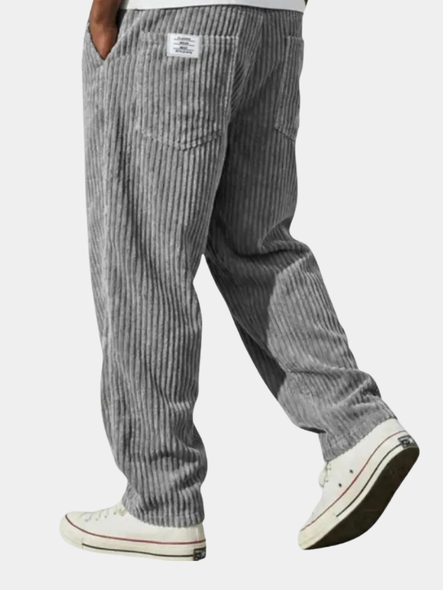 Men's Straight Leg Cord Trousers Relaxed Fit Casual Everyday Wear