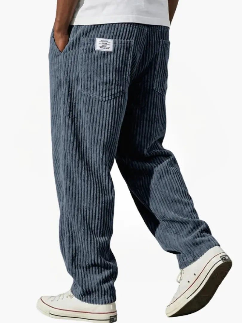 Men's Straight Leg Cord Trousers Relaxed Fit Casual Everyday Wear