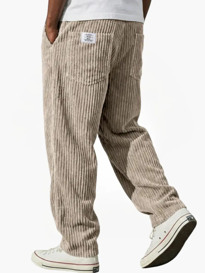 Men's Straight Leg Cord Trousers Relaxed Fit Casual Everyday Wear