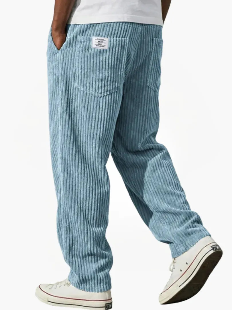 Men's Straight Leg Cord Trousers Relaxed Fit Casual Everyday Wear